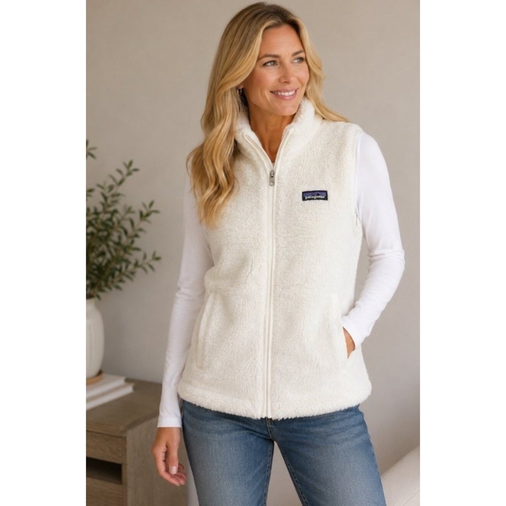 Patagonia Womens Los Gatos High Pile Fleece Vest White Cream Small S Zip Up